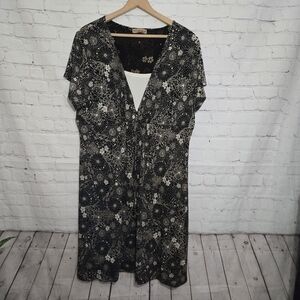 Floral Black and White Dress